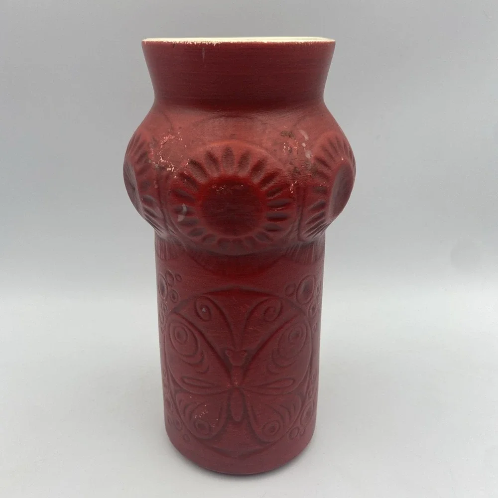 Vintage McCoy Pottery Scandia Red Butterfly Vase Pattern‎ 620 8.5